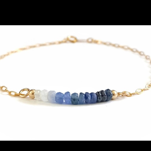 Sapphire Ombré Bracelet 14k gold filled bar - Picture 3 of 3